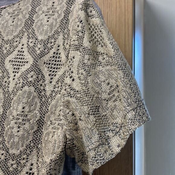 Vintage Helen Ball Lace Fringe Dress Size 14 With Beige Black Pattern - Picture 6 of 8